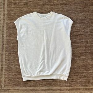 Unisex Dries Van Noten Drop-Shoulder Crewneck Sleeveless White T-Shirt Sweater